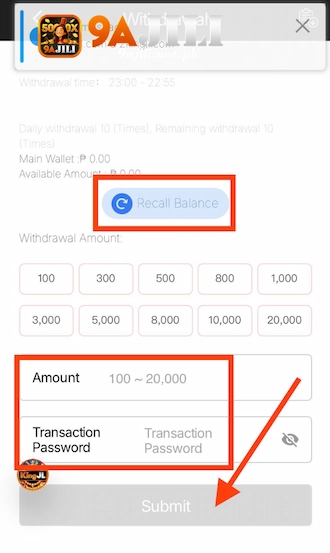 Step 4: Fill in withdrawal information