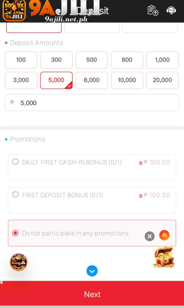 Step 2: Enter the deposit amount