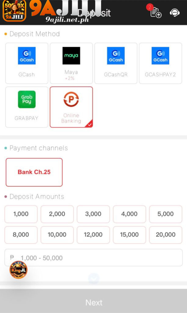 Step 1: Log in to Deposit and select Online Banking