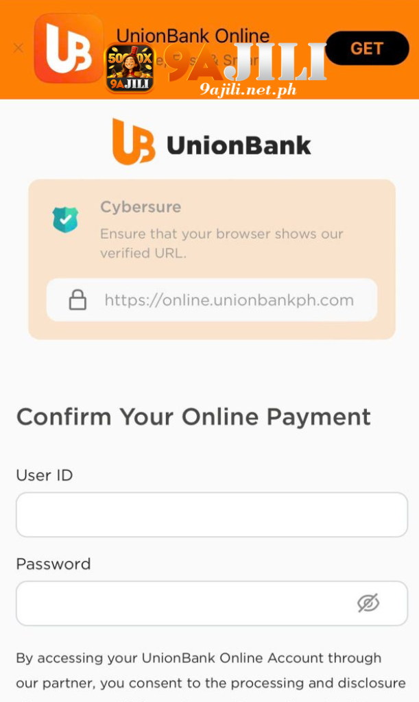 Step 3: Log in to Union Bank account and Transfer money